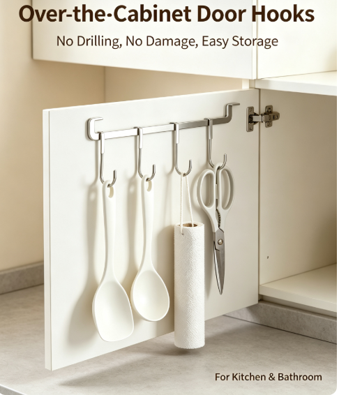Minimalist Silver Wall Hanging Hook - Heavy-Duty No-Screw Storage Rack for Bathroom, Kitchen, and Closet