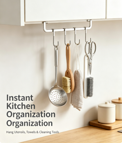 Minimalist Silver Wall Hanging Hook - Heavy-Duty No-Screw Storage Rack for Bathroom, Kitchen, and Closet