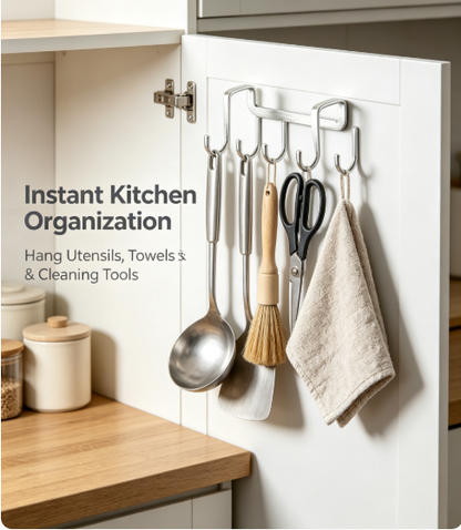 Minimalist Silver Wall Hanging Hook - Heavy-Duty No-Screw Storage Rack for Bathroom, Kitchen, and Closet