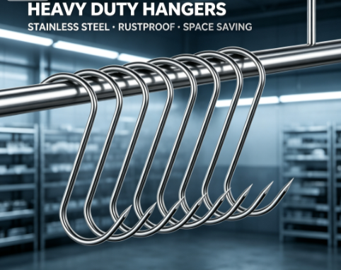 Sharp-Point Stainless Steel S-Hooks - Heavy-Duty Meat Hangers and Kitchen Utility Hooks for Butchers and Home Chefs