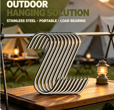 Sharp-Point Stainless Steel S-Hooks - Heavy-Duty Meat Hangers and Kitchen Utility Hooks for Butchers and Home Chefs