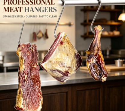 Sharp-Point Stainless Steel S-Hooks - Heavy-Duty Meat Hangers and Kitchen Utility Hooks for Butchers and Home Chefs