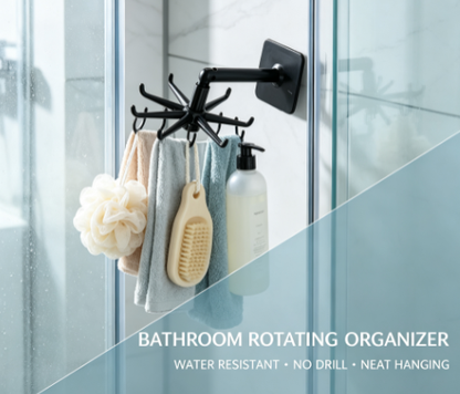 Punch-Free Revolving Wall Hanger - Flexible 360-Degree Rotating Utility Rack for Kitchen and Bathroom