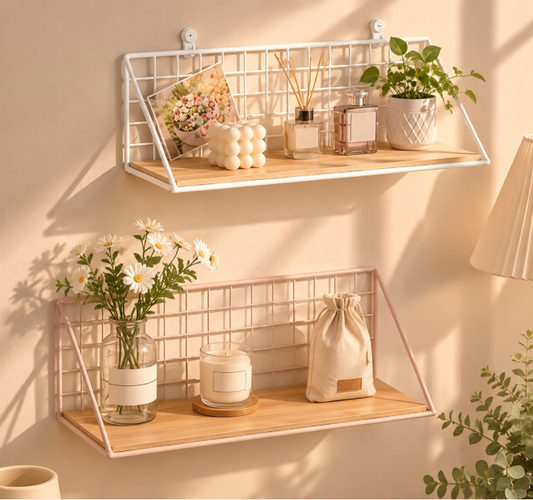 Vintage Wood Kitchen Organizer - Hanging Wall Spice Shelf for Jars and Condiment Bottles