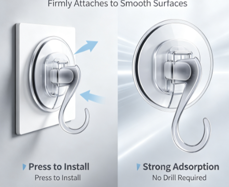 Transparent Suction Wall Hooks - Waterproof Heavy-Duty Hangers for Shower Towels and Kitchen Storage