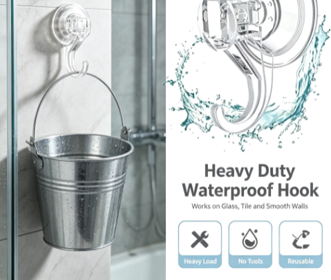 Transparent Suction Wall Hooks - Waterproof Heavy-Duty Hangers for Shower Towels and Kitchen Storage
